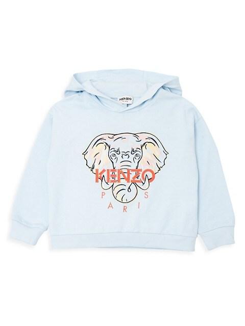 商品Kenzo|Little Girl's & Girl's Elephant Embroidered Hoodie,价格¥1034,第1张图片