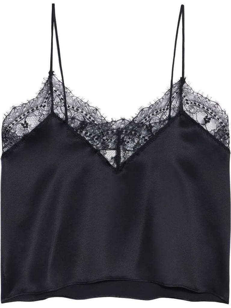 商品AMI|AMI PARIS lace-trim silk top,价格¥1445,第1张图片