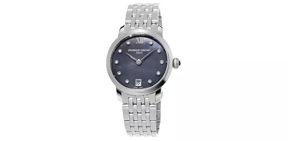 商品Frederique Constant|Women's Swiss Slimline Diamond (1/20 ct. t.w.) Stainless Steel Bracelet Watch 30mm,价格¥9725,第1张图片