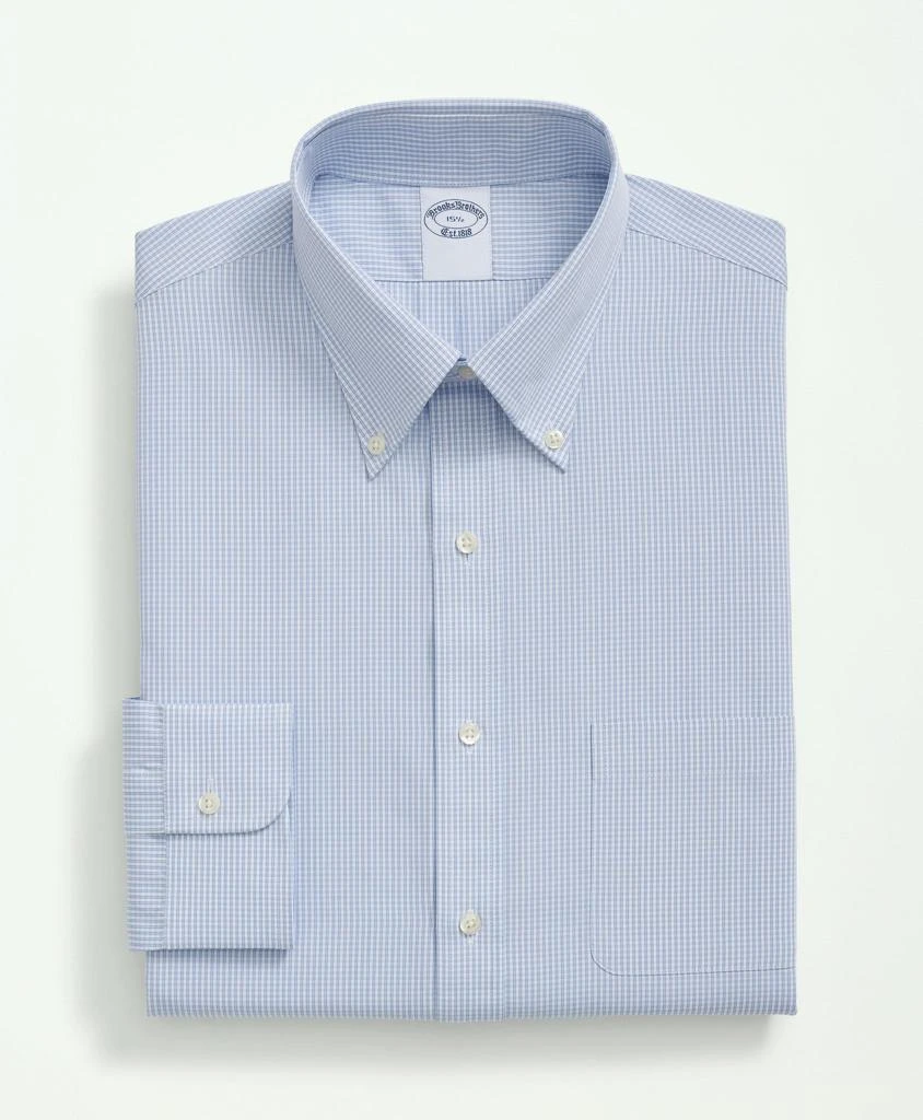 商品Brooks Brothers|Supima® Cotton Poplin Polo Button-Down Collar, Micro Checked Dress Shirt,价格¥668,第5张图片详细描述