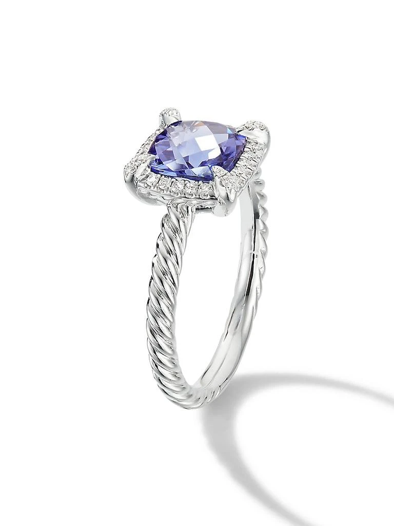 商品David Yurman|Petite Châtelaine Pavé Bezel Ring In 18K White Gold With Tanzanite,价格¥22190,第2张图片详细描述