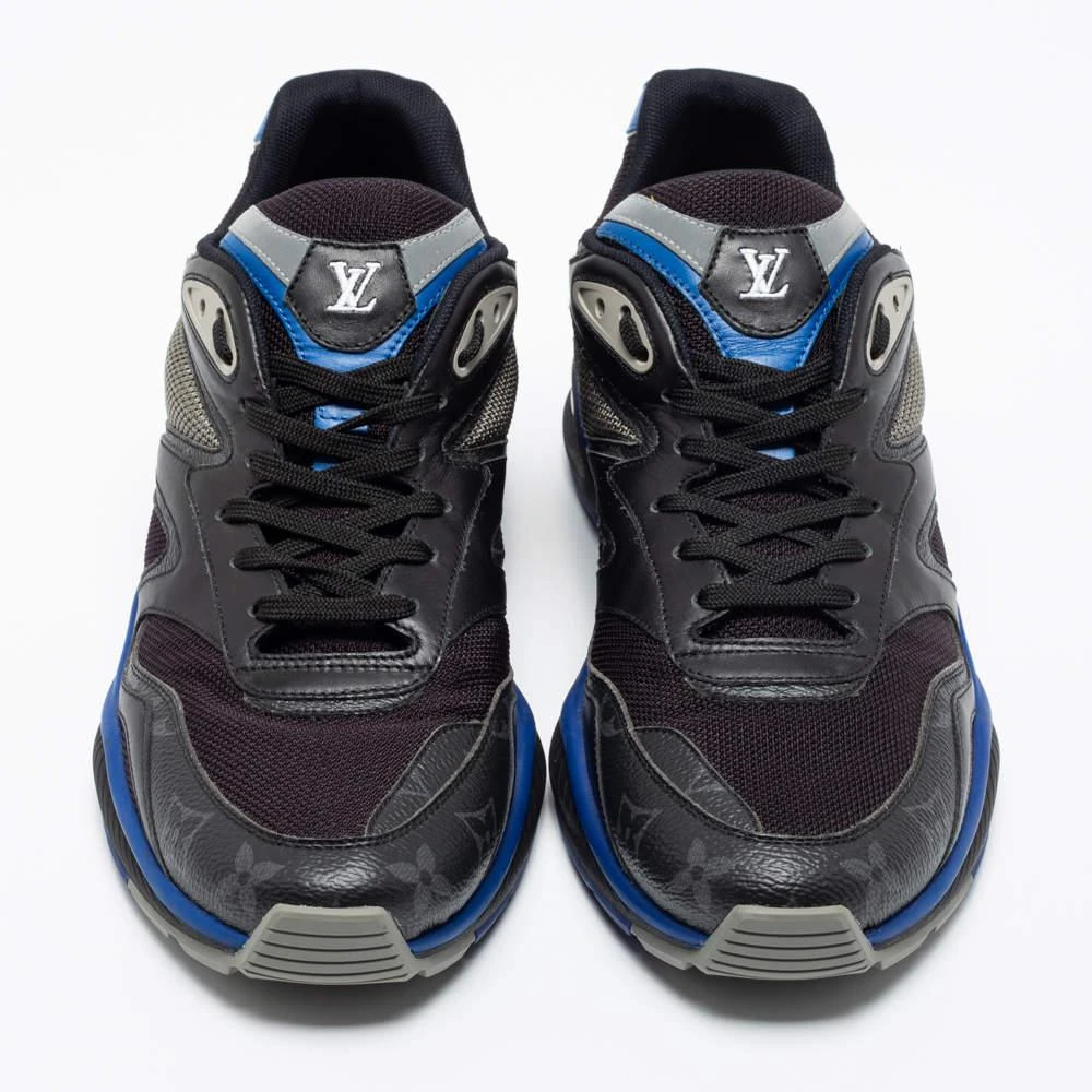 商品[二手商品] Louis Vuitton|Louis Vuitton Black/Blue Leather, Mesh and Monogram Canvas Low-Top Sneakers Size 41,价格¥4392,第3张图片详细描述