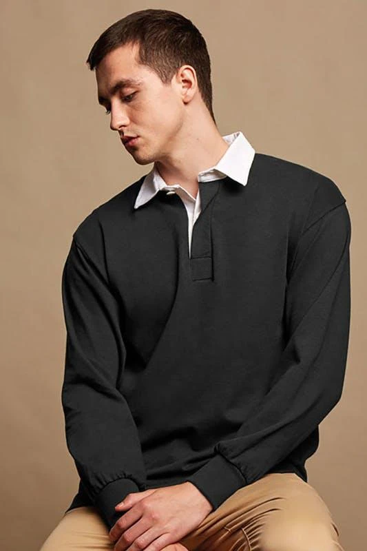 商品Front Row|Front Row Mens Long Sleeve Sports Rugby Shirt (Black),价格¥272,第2张图片详细描述