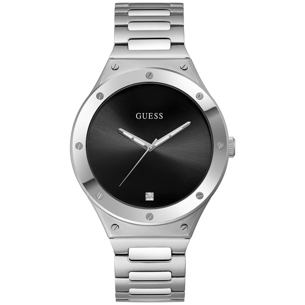 商品GUESS|Men's Diamond Accent Stainless Steel Bracelet Watch 44mm,价格¥449,第1张图片