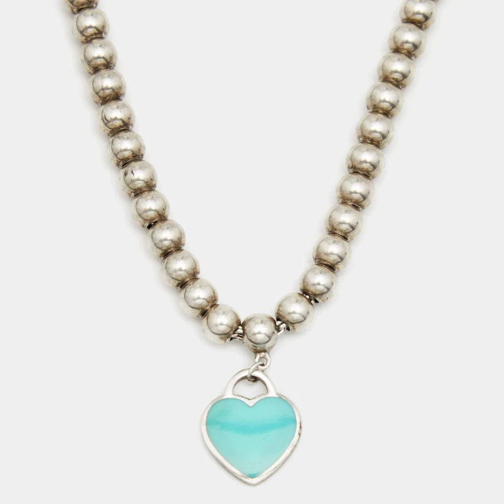 商品[二手商品] Tiffany & Co.|Tiffany & Co. Sterling Silver Return To Tiffany Blue Enamel Heart Tag Bead Necklace,价格¥2904,第1张图片