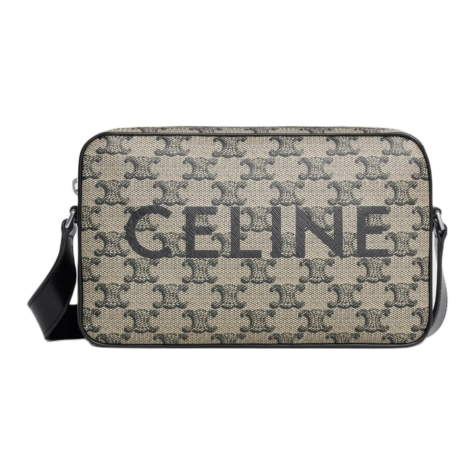 商品[国内直发] Celine|赛琳 可调节肩带老花满印拉链开合 帆布 斜挎单肩包 中号 男款 浅褐色,价格¥9084,第1张图片