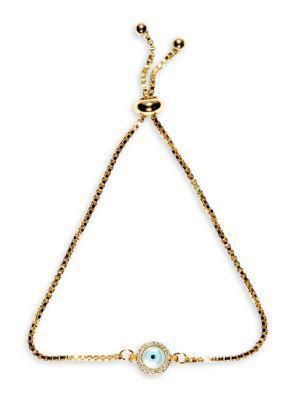 商品Eye Candy LA|Luxe 18K Goldplated Crystal Evil Eye Charm Bracelet,价格¥290,第1张图片