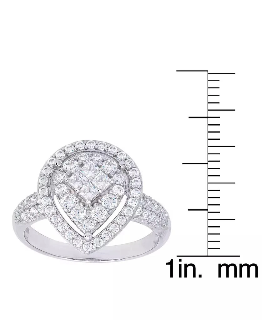 商品Macy's|Cubic Zirconia Pear Halo Ring in Fine Gold Plate or Fine Silver Plate,价格¥177,第3张图片详细描述