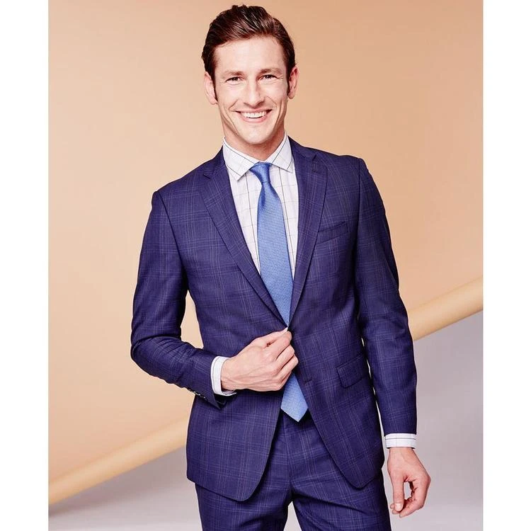 X-Fit Men's Dark Blue Plaid Slim Fit Suit 商品