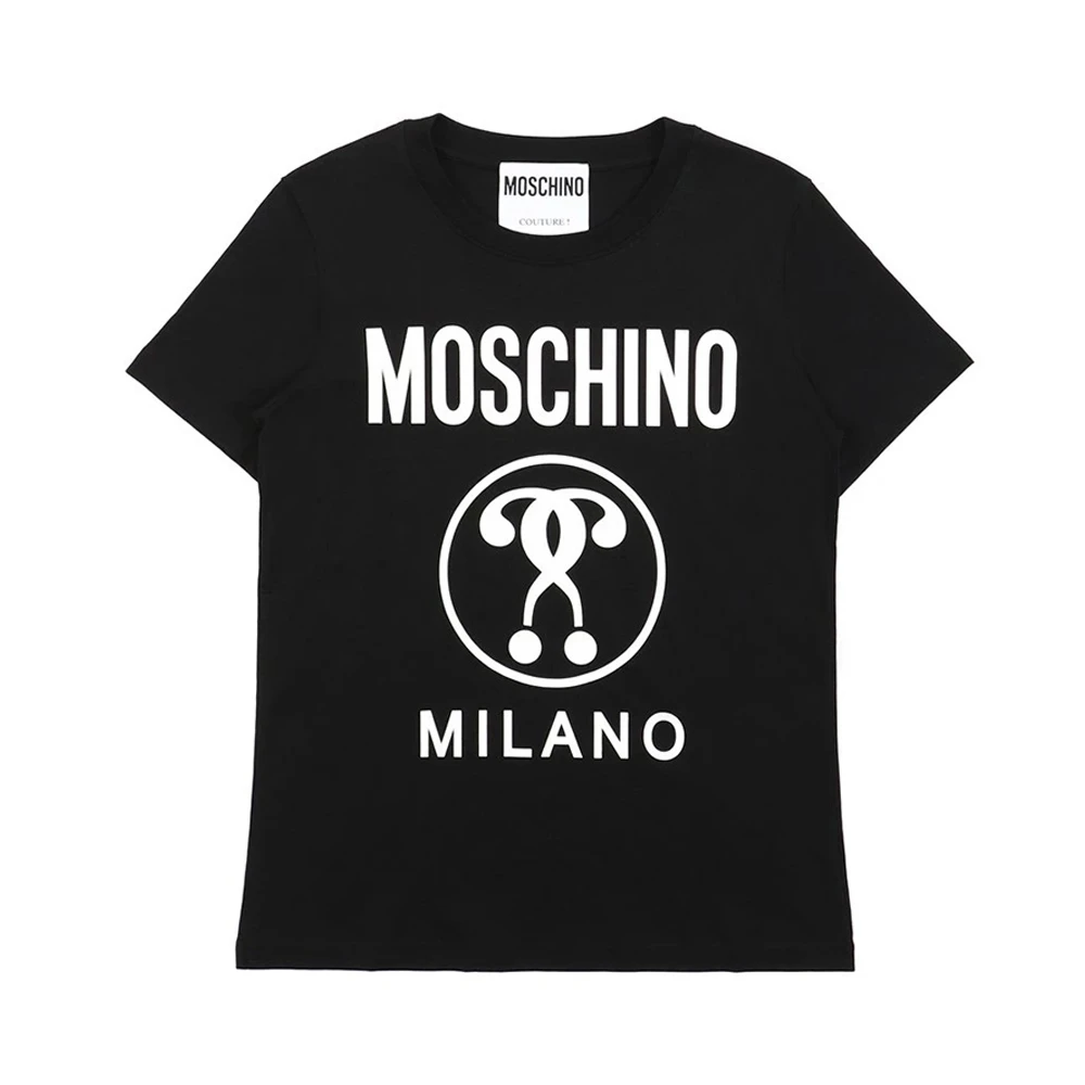 商品[国内直发] Moschino|MOSCHINO 女士黑色双问号印花短袖T恤 EA0710-5540-1555,价格¥1254,第1张图片