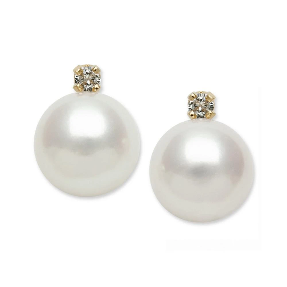 商品Belle de Mer|14k Gold Earrings, Cultured Freshwater Pearl (7mm) and Diamond Accent Stud Earrings,价格¥1540,第1张图片