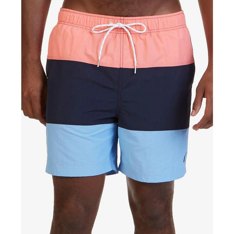 商品Nautica|Men's Colorblocked 7 1/2" Swim Trunks,价格¥105,第1张图片