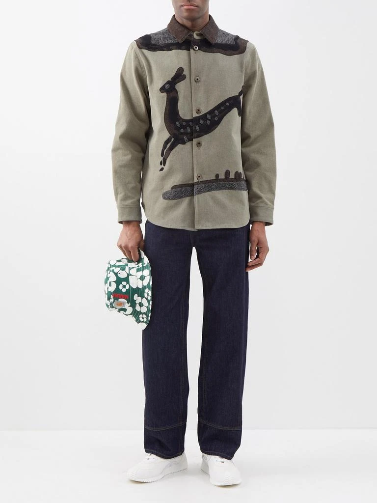 商品Loewe|Deer suede-appliqué denim overshirt,价格¥8165,第2张图片详细描述