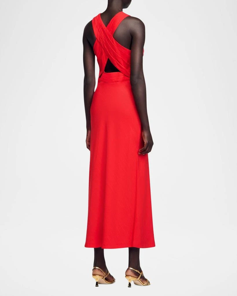 商品Sandro|Valentina Cutout Halter Midi Dress,价格¥4027,第3张图片详细描述