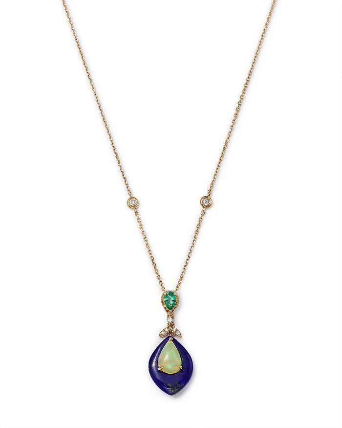 商品Bloomingdale's|Opal, Emerald, Lapis & Diamond Pendant Necklace in 14K Yellow Gold, 18" - Exclusive,价格¥7941,第1张图片