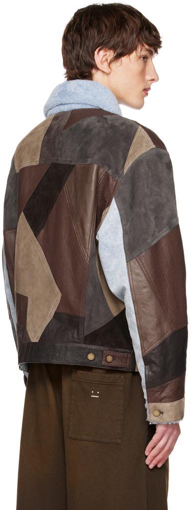 商品Acne Studios|Brown Patchwork Leather Jacket,价格¥14645,第5张图片详细描述