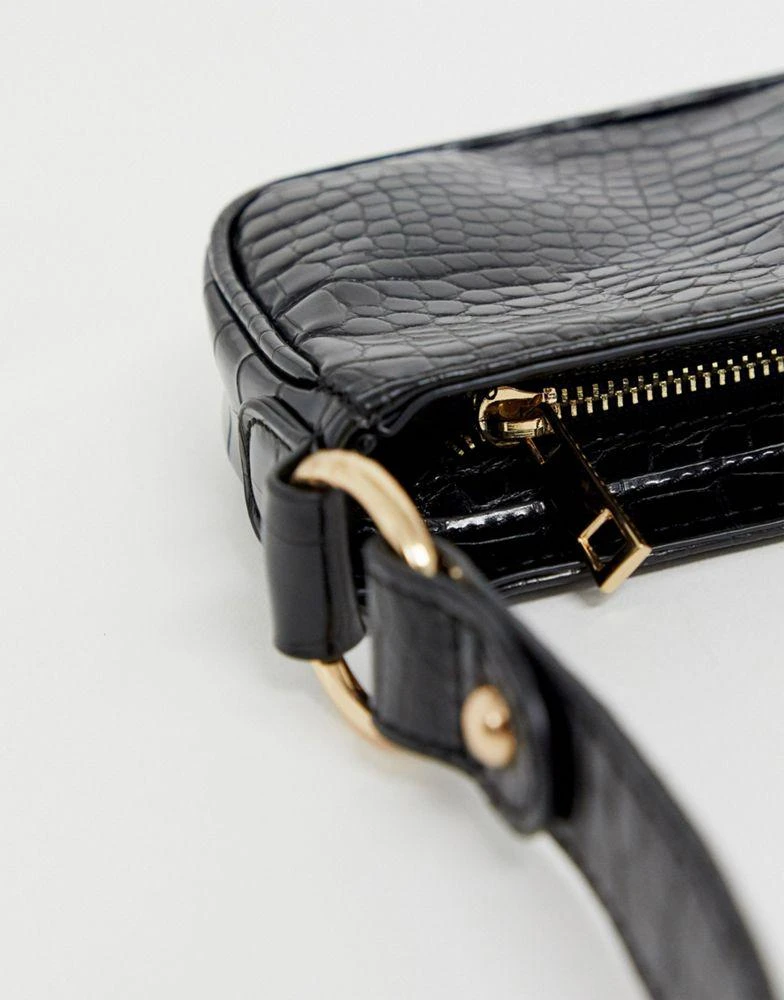 商品ASOS|ASOS DESIGN croc effect 90s shoulder bag in black,价格¥164,第4张图片详细描述