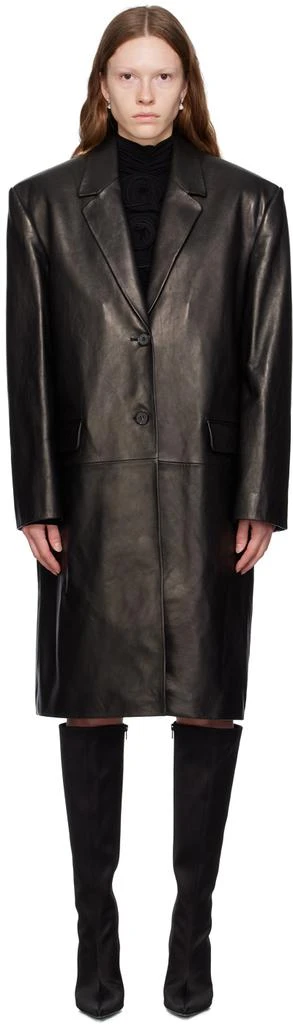 商品Magda Butrym|黑色 Oversized 皮革大衣,价格¥17968,第1张图片
