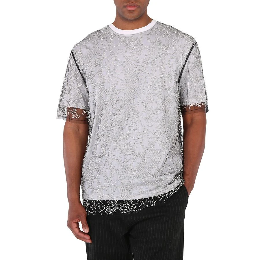 商品Burberry|Men's Beaded Tulle And Cotton T-shirt,价格¥2466,第1张图片