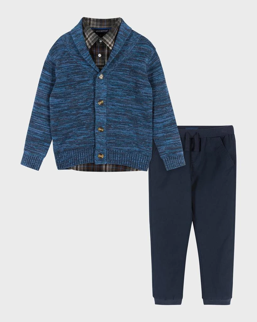 商品Andy & Evan|Boy's Multicolored Marled Toggle Cardigan Set, Size Newborn-24M,价格¥575,第1张图片