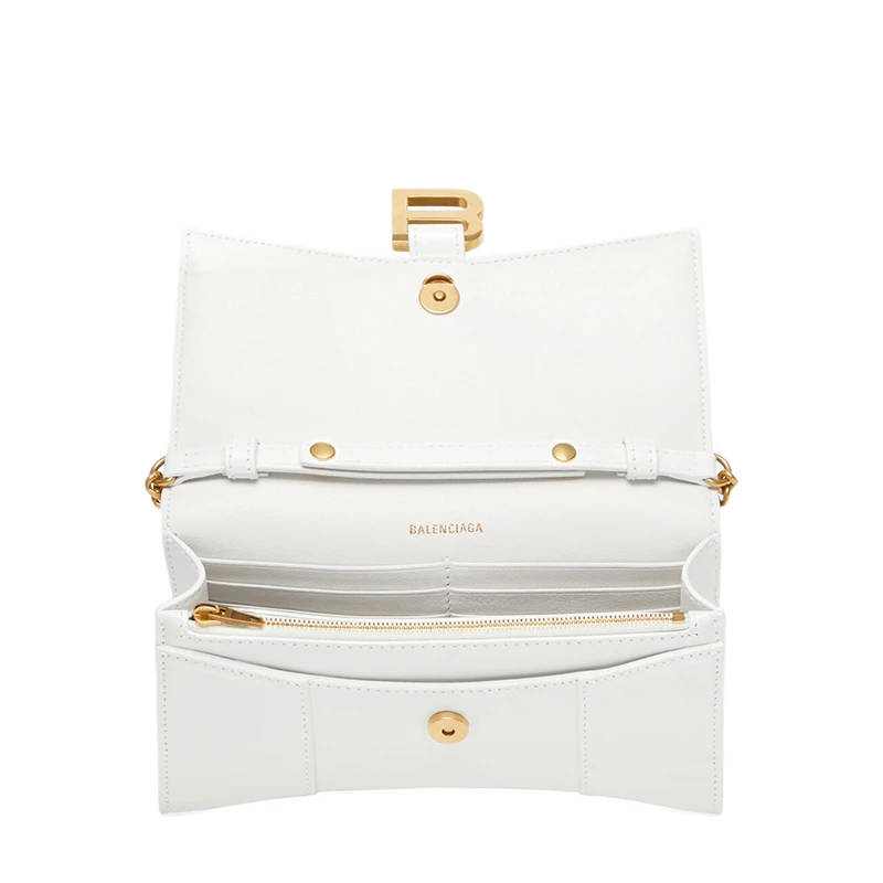 Balenciaga/巴黎世家 HOURGLASS系列 女士迷你白色小牛皮金扣链条单肩斜挎沙漏型钱包6560501QJ4M9000 商品