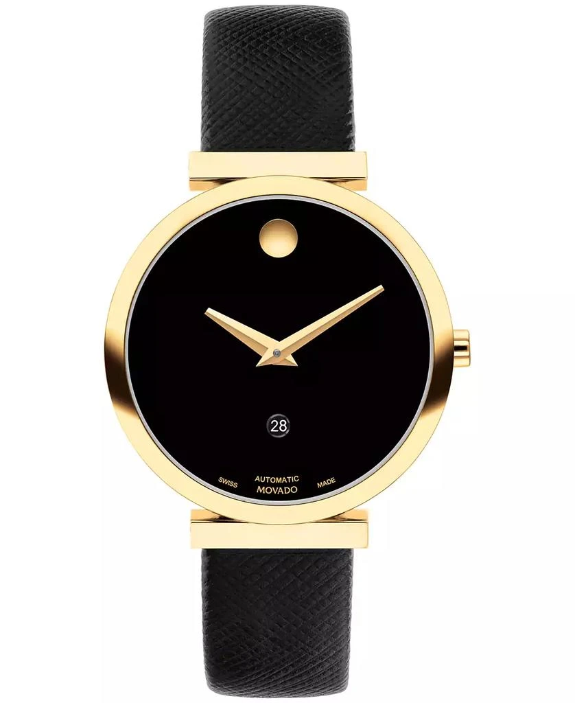 商品Movado|Women's Museum Classic Swiss Automatic Black Genuine Leather Strap Watch 32mm,价格¥7408,第1张图片
