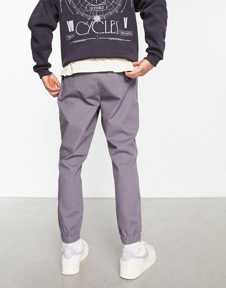 ASOS DESIGN tapered chino joggers with elasticated waist in charcoal商品第4张图片规格展示
