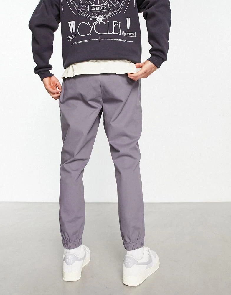 商品ASOS|ASOS DESIGN tapered chino joggers with elasticated waist in charcoal,价格¥245,第4张图片详细描述