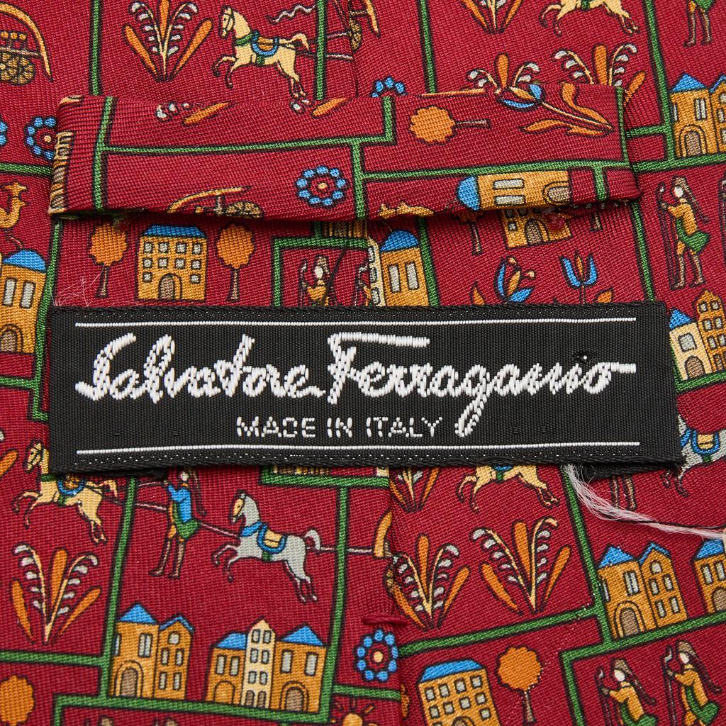 商品[二手商品] Salvatore Ferragamo|Salvatore Ferragamo Burgundy Print Silk Traditional Tie,价格¥1496,第5张图片详细描述