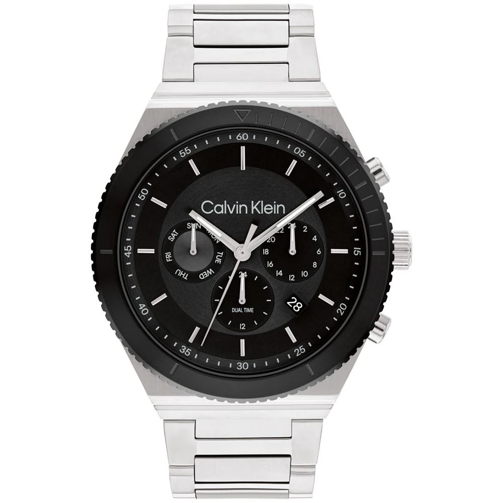 商品Calvin Klein|Men's Silver-Tone Stainless Steel Bracelet Watch 44.5mm,价格¥1507,第1张图片