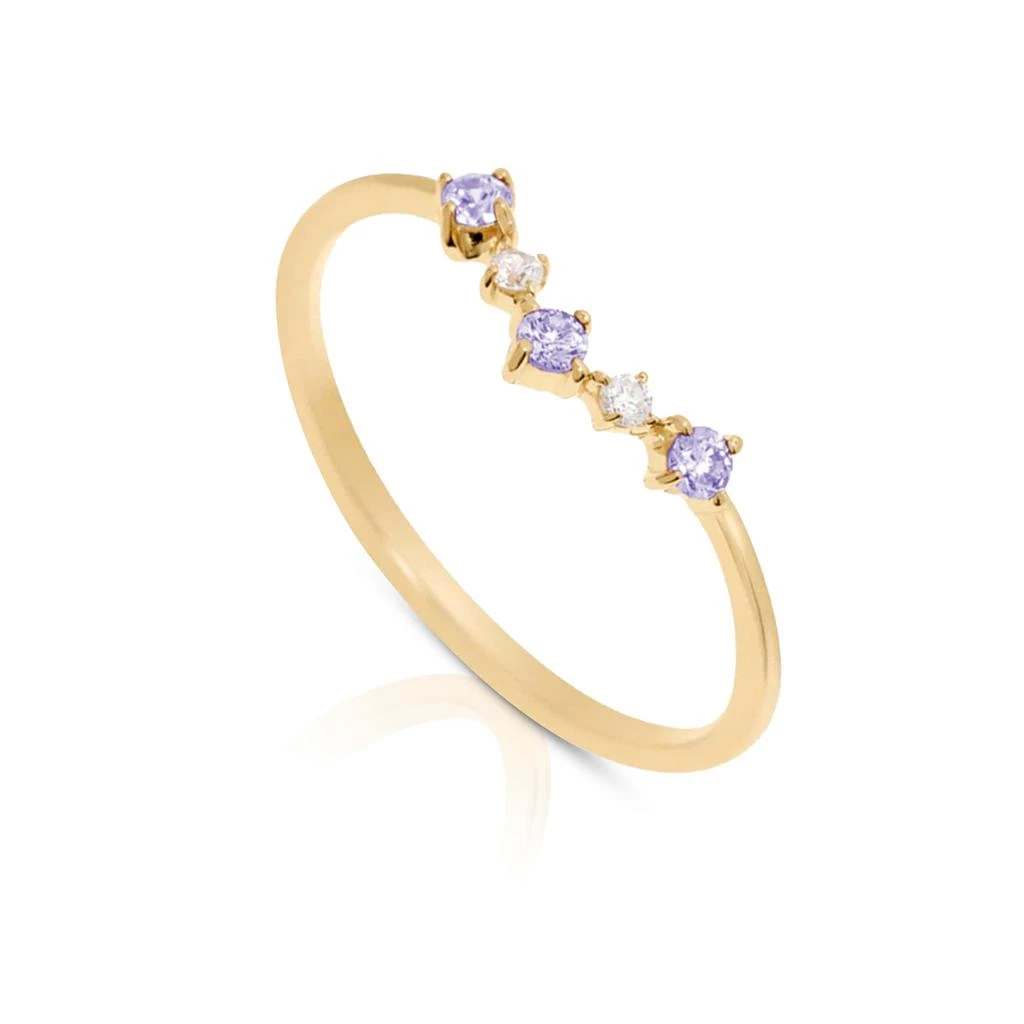 商品MaxColor|14K Gold Vermeil Birthstone 2MM Cubic Zirconia Wishbone Ring,价格¥313,第3张图片详细描述