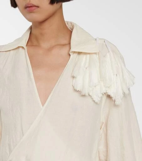 商品Jil Sander|亚麻与棉质裹身连衣裙,价格¥9712,第5张图片详细描述