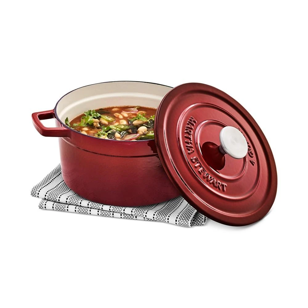 商品Martha Stewart|4-Qt. 圆形珐琅铸铁锅,价格¥425,第1张图片