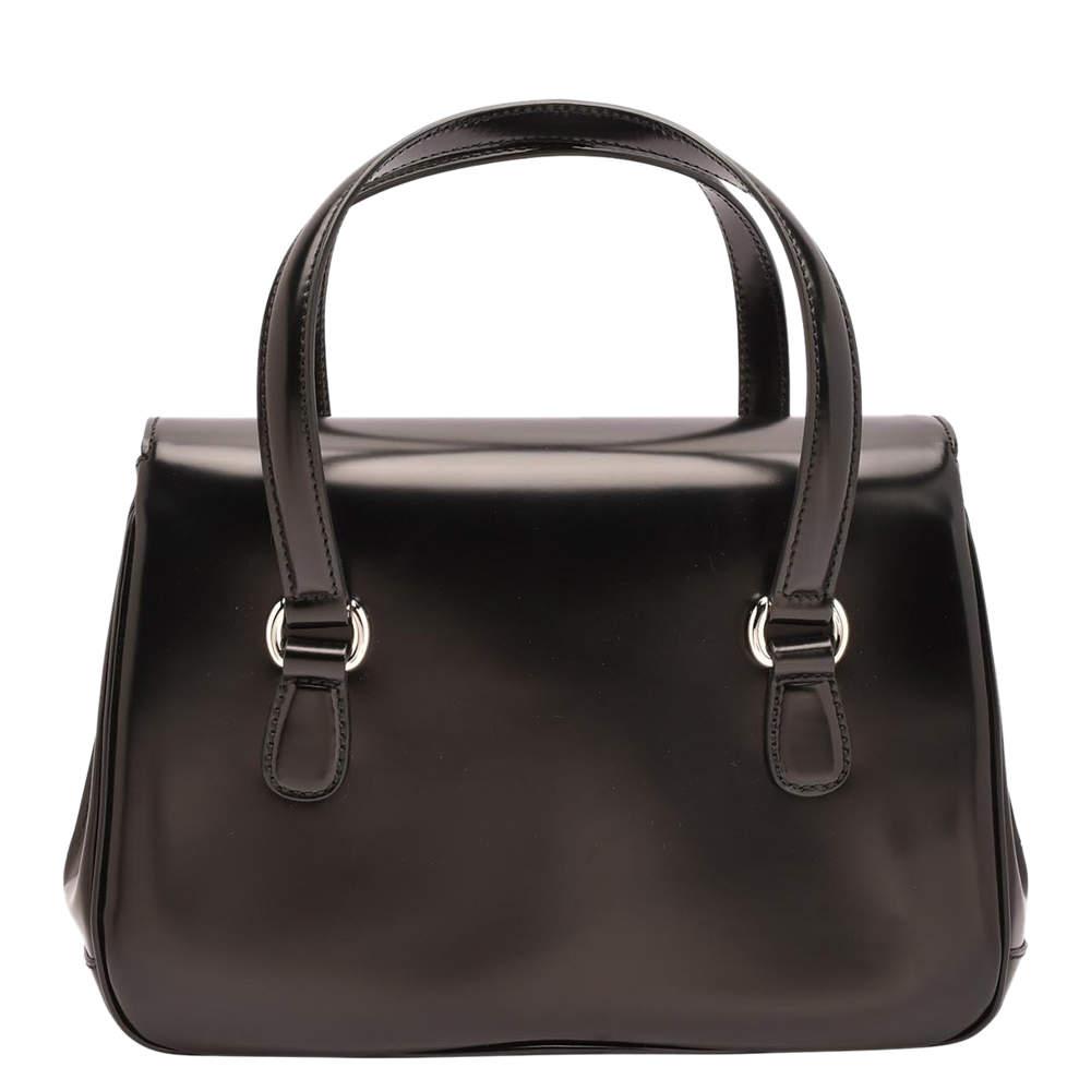 Gucci Black Smooth Calfskin Leather Caspian Medium Lady Lock Bag商品第3张图片规格展示