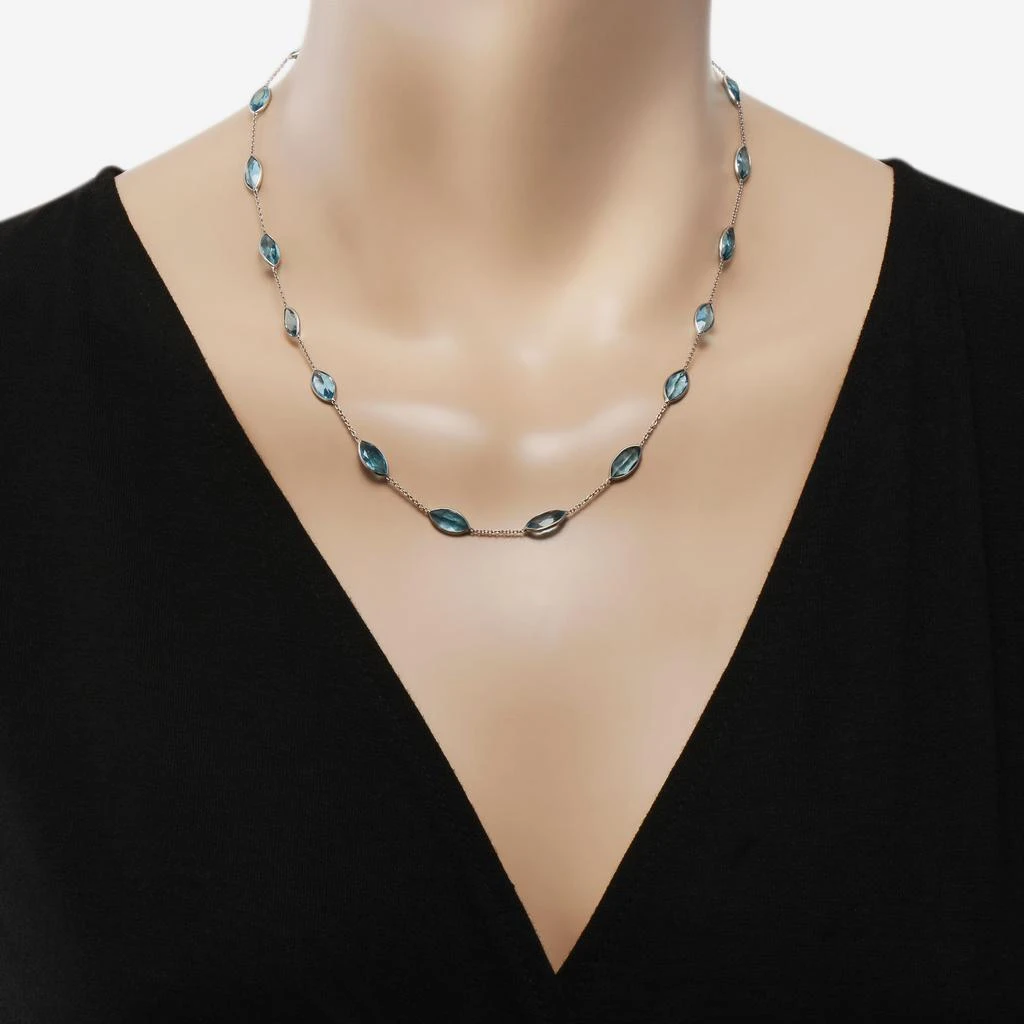 商品SuperOro|SuperOro 14K White Gold, Blue Topaz Princess Necklace 63787,价格¥15021,第2张图片详细描述