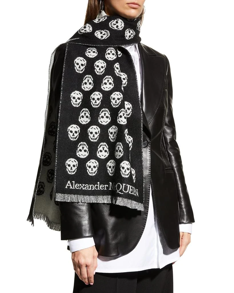 商品Alexander McQueen|Reversible Skull-Print Wool Scarf,价格¥1739,第3张图片详细描述