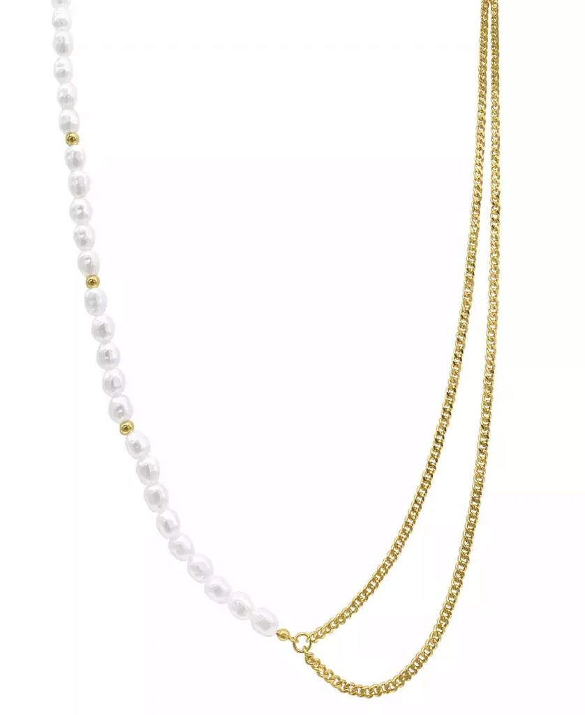 商品ADORNIA|14k Gold-Plated Curb Chain & Mother-of-Pearl Draping Asymmetrical Strand Necklace, 26" + 3" extender,价格¥159,第1张图片