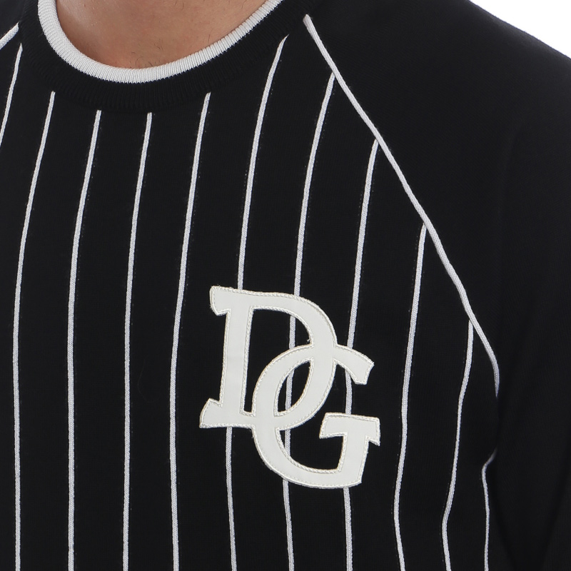 Dolce&Gabbana 杜嘉班纳 男士黑白条纹羊毛毛衣 GX274Z-JAVEE-S9000商品第3张图片规格展示