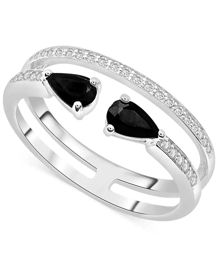 商品Macy's|Onyx (3/8 ct. t.w.) & Diamond (1/8 ct. t.w.) Double-Row Ring in Sterling Silver,价格¥856,第1张图片