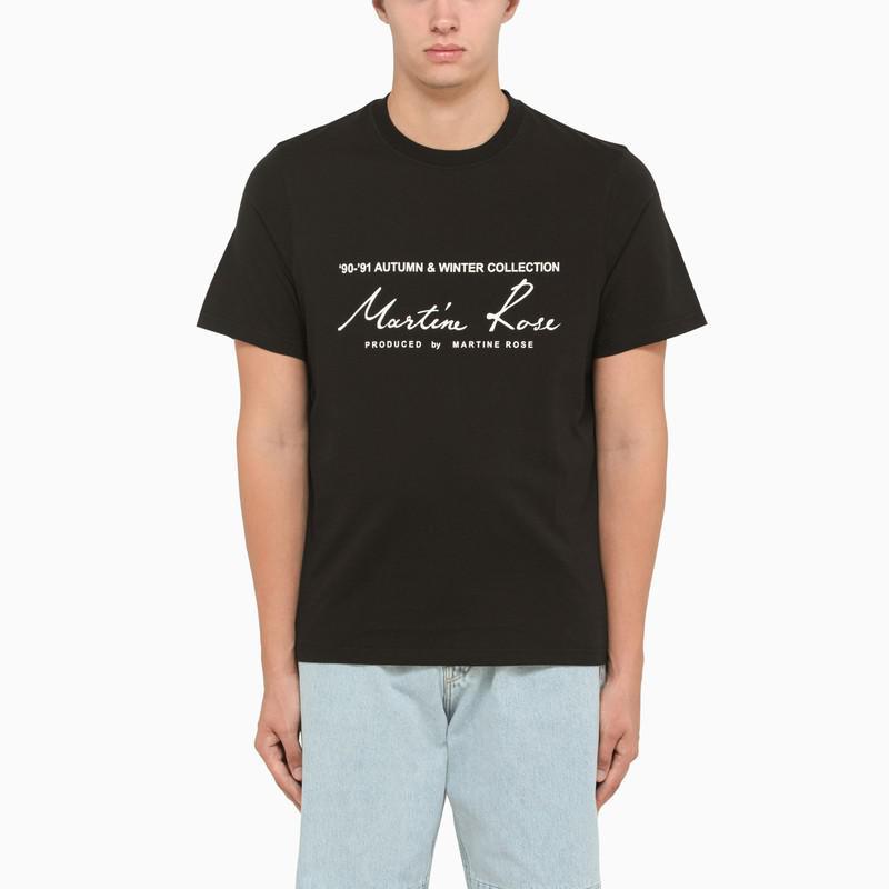 商品Martine Rose|Black crew neck t-shirt with logo print,价格¥886,第1张图片