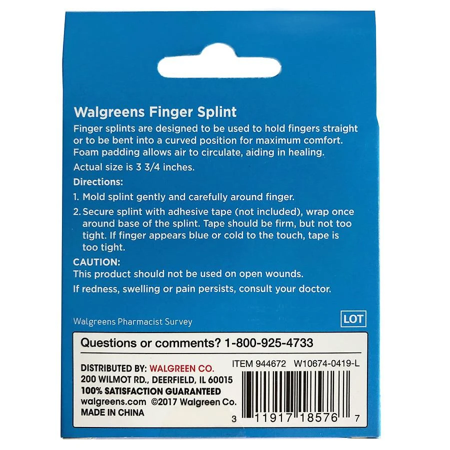 商品Walgreens|Finger Splint Medium,价格¥69,第2张图片详细描述