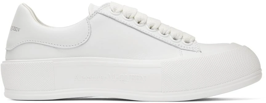 商品Alexander McQueen|White Leather Deck Plimsoll Sneakers,价格¥2286,第1张图片