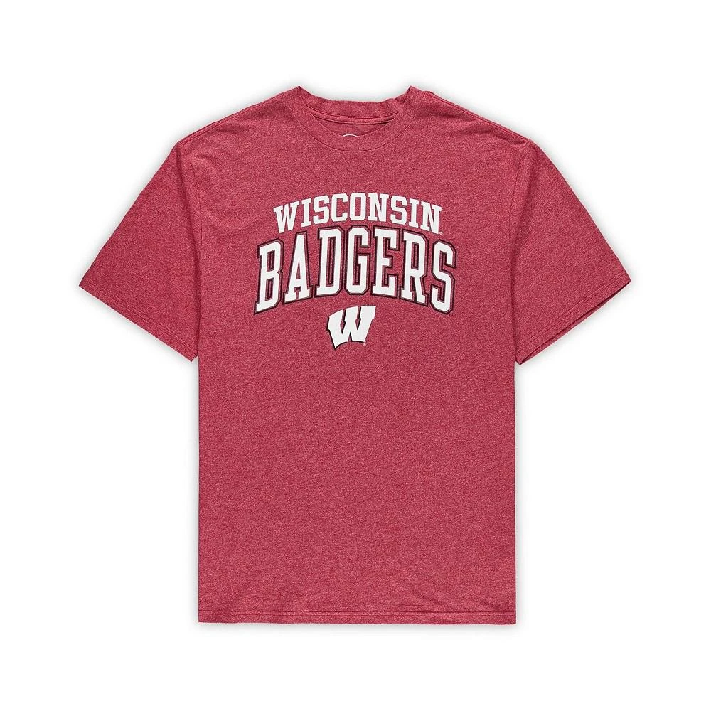 商品Concepts Sport|Men's Heathered Red Wisconsin Badgers Big and Tall T-shirt and Pants Sleep Set,价格¥484,第2张图片详细描述