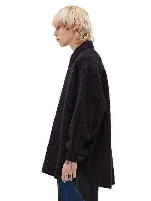 Wool Blend Boucle Avantgarde Shirt Jacket Black商品第4张图片规格展示