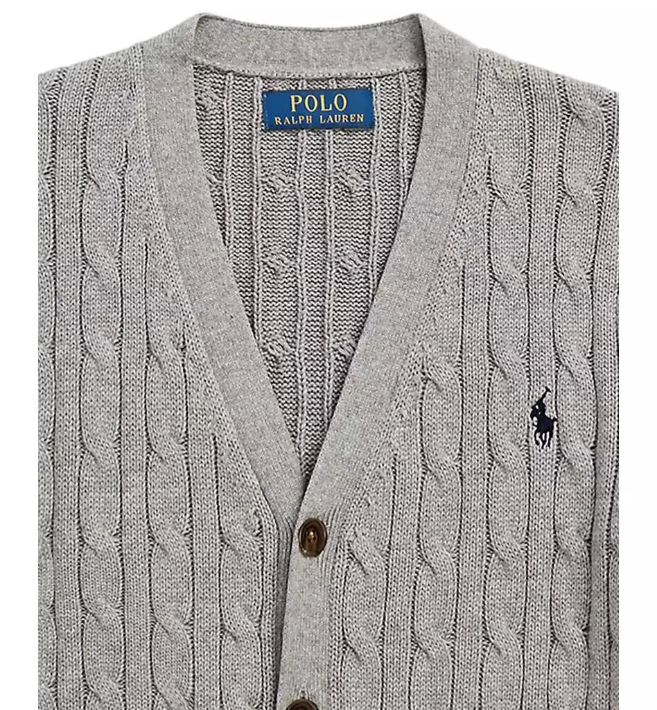 商品Ralph Lauren|Big Boys Cable-Knit Cotton V-Neck Cardigan Sweater,价格¥480,第3张图片详细描述