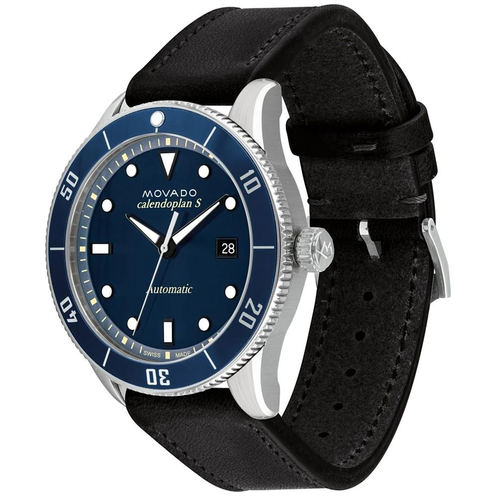 商品Movado|Men's Swiss Automatic Heritage Calendoplan Black Leather Strap Watch 43mm,价格¥7472,第2张图片详细描述