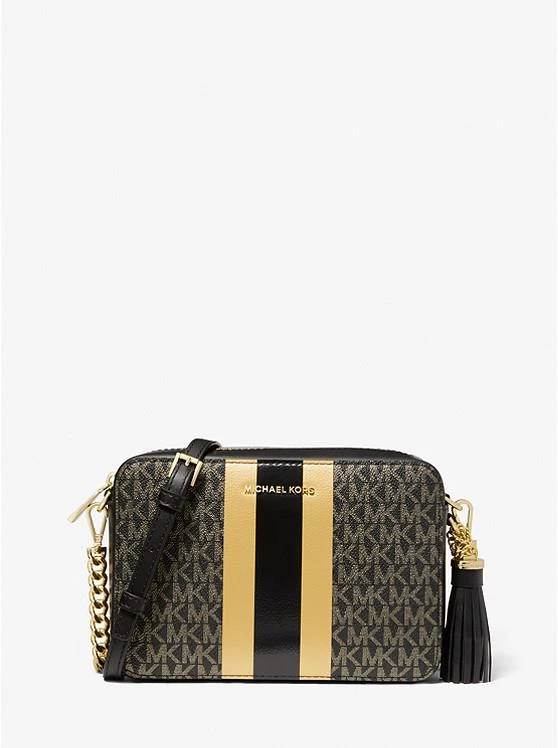 商品Michael Kors|Ginny Medium Metallic Logo Stripe Crossbody Bag,价格¥1039,第1张图片
