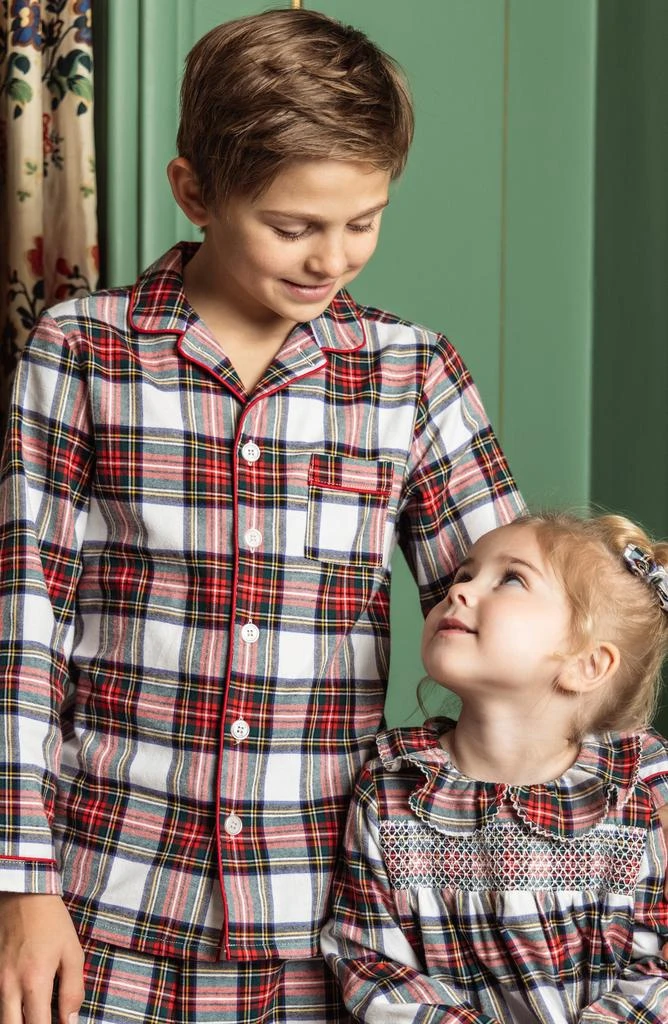 商品Petite Plume|Kids' Balmoral Tartan Plaid Two-Piece Cotton Blend Pajamas,价格¥255,第4张图片详细描述