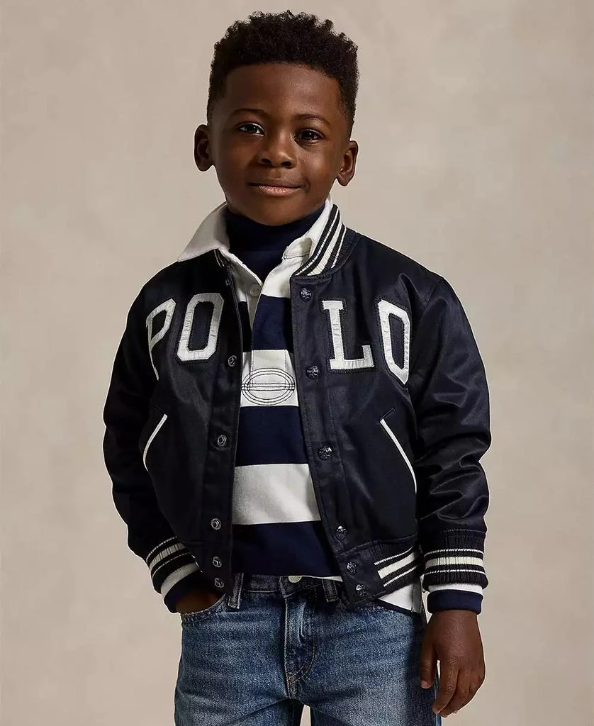 商品Ralph Lauren|Toddler and Little Boys Logo Twill Baseball Jacket,价格¥808,第1张图片