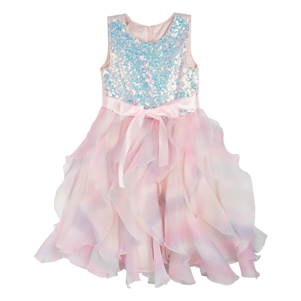 商品Rare Editions|Little Girls Sleeveless Sequin and Ombre Cascade Skirt Party Dress,价格¥354,第4张图片详细描述